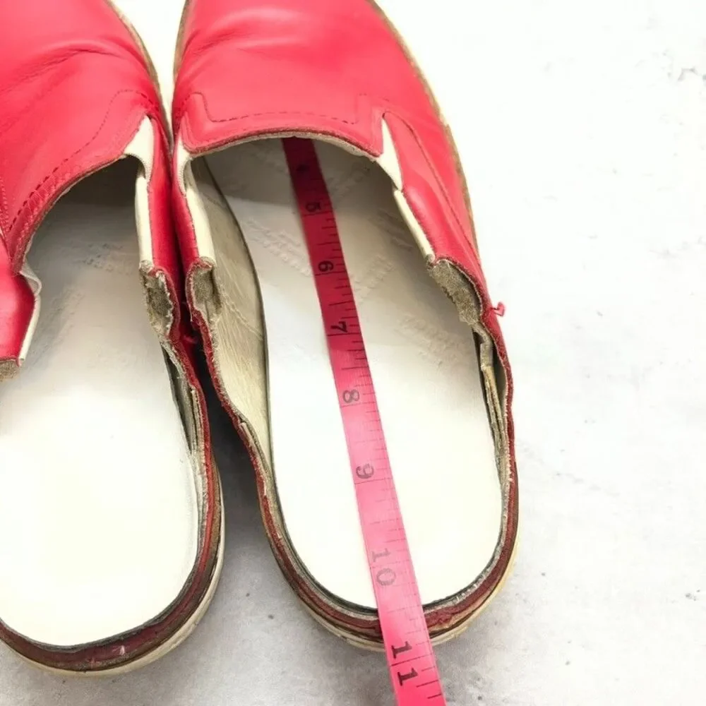 Maison Martin Margiela Red Leather Comfort Slip On Mule Shoes Mens Size 39/40
